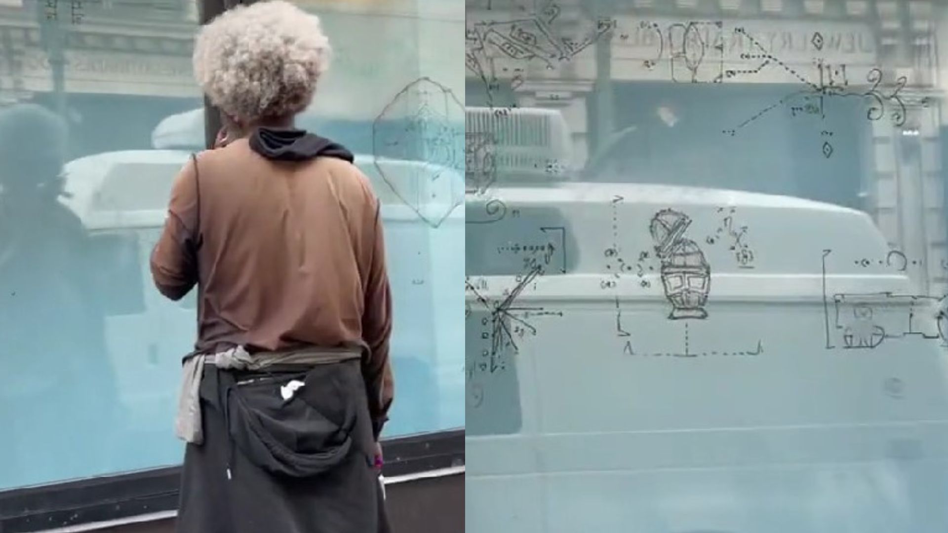 Habitante de calle dibujo las instrucciones para crear una ‘máquina del tiempo’